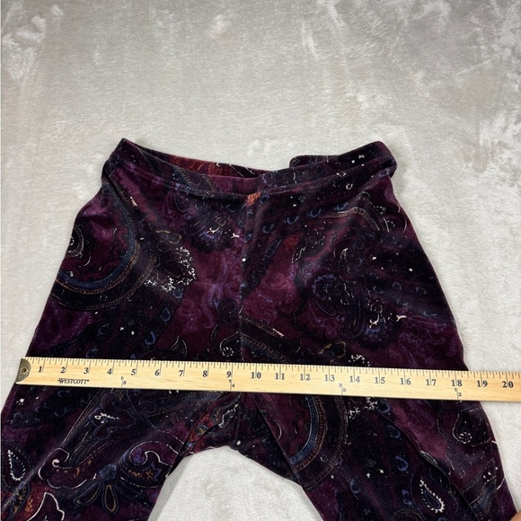 Chico’s Zenergy Velour Velvet Paisley Printed Boho Pull On Purple Pants 0 (US S) - Picture 7 of 16
